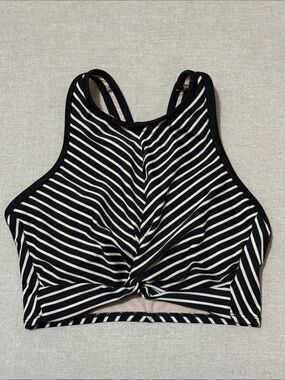 EUC Kona Sol Halter Style Swim Top-Sz S-Biack n White Stripes